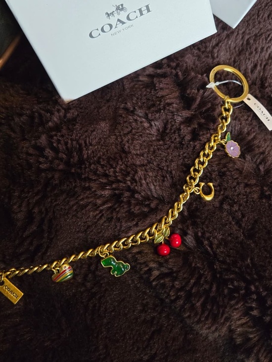 Coach Accessories - Coach Gold-Tone Charm Key Chain with Red, Green & Pink Enamel Charms